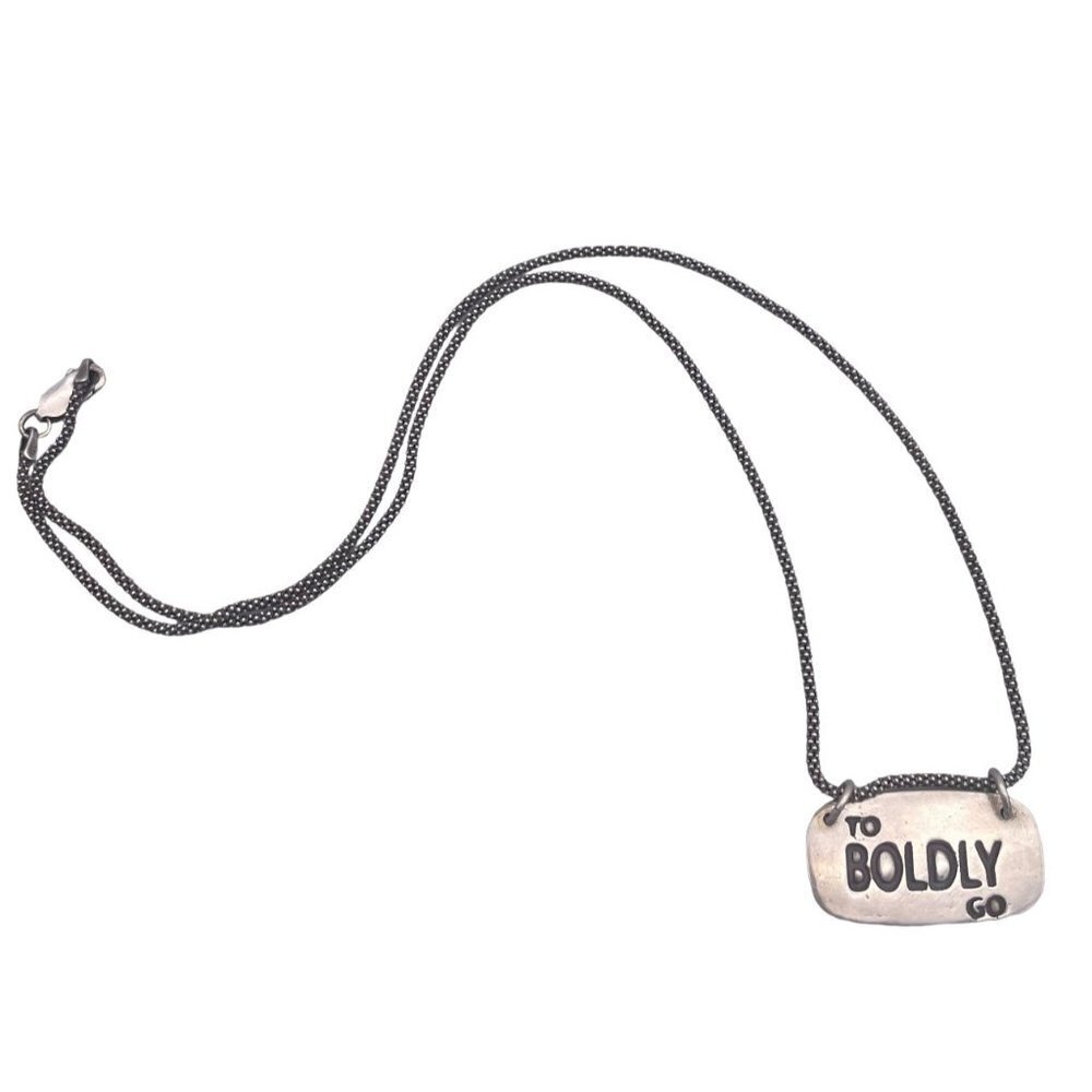 925 Sterling Silver to Boldly Go Pendant Popcorn Chain Necklace Italy